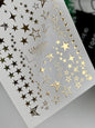 Nail Water Decal Fg-299 | Water Slide Nail Decals | Gold Foil Stars Design