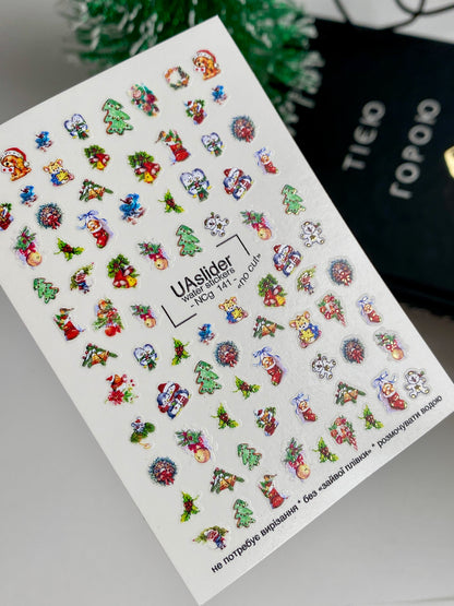 Nail Water Decal NCg-141 | Christmas Nail Water Decals | Holiday Trees and Wreaths