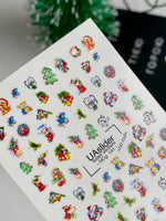 Nail Water Decal NCg-141 | Christmas Nail Water Decals | Holiday Trees and Wreaths