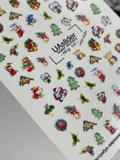 Nail Water Decal NCg-141 | Christmas Nail Water Decals | Holiday Trees and Wreaths