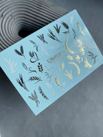 Nail Water Decal CF-222 | Botanical Water Slide Nail Decals | Wheat Ears & Gold Foil - UASLIDER