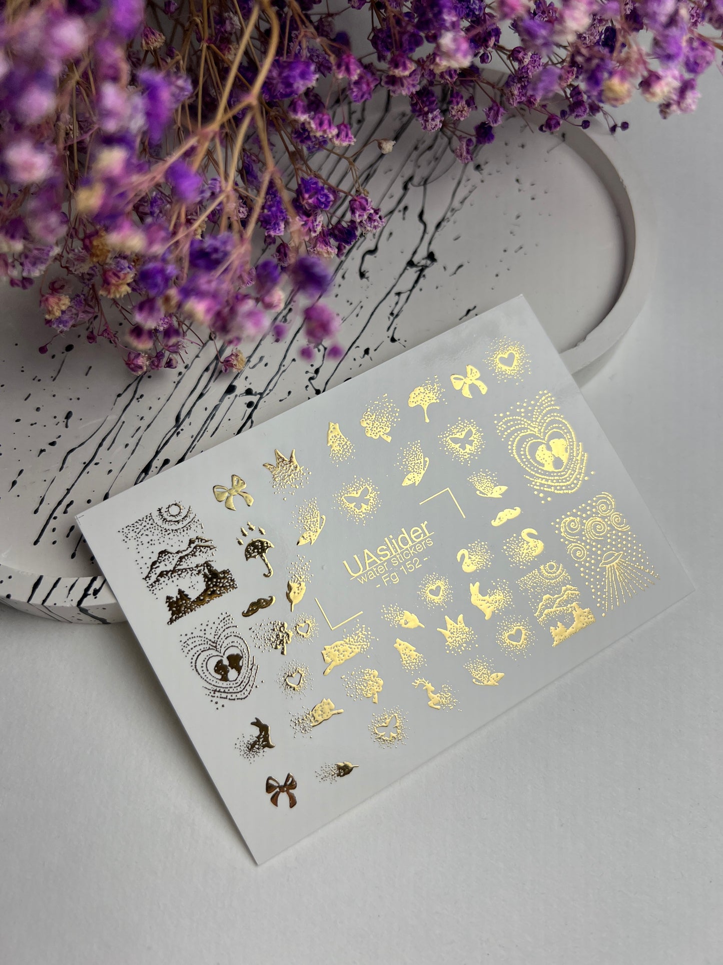 Nail Water Decal Fg-152 | Gold Foil Water Slide Nail Decals | Fairy Tale & Magical Elements