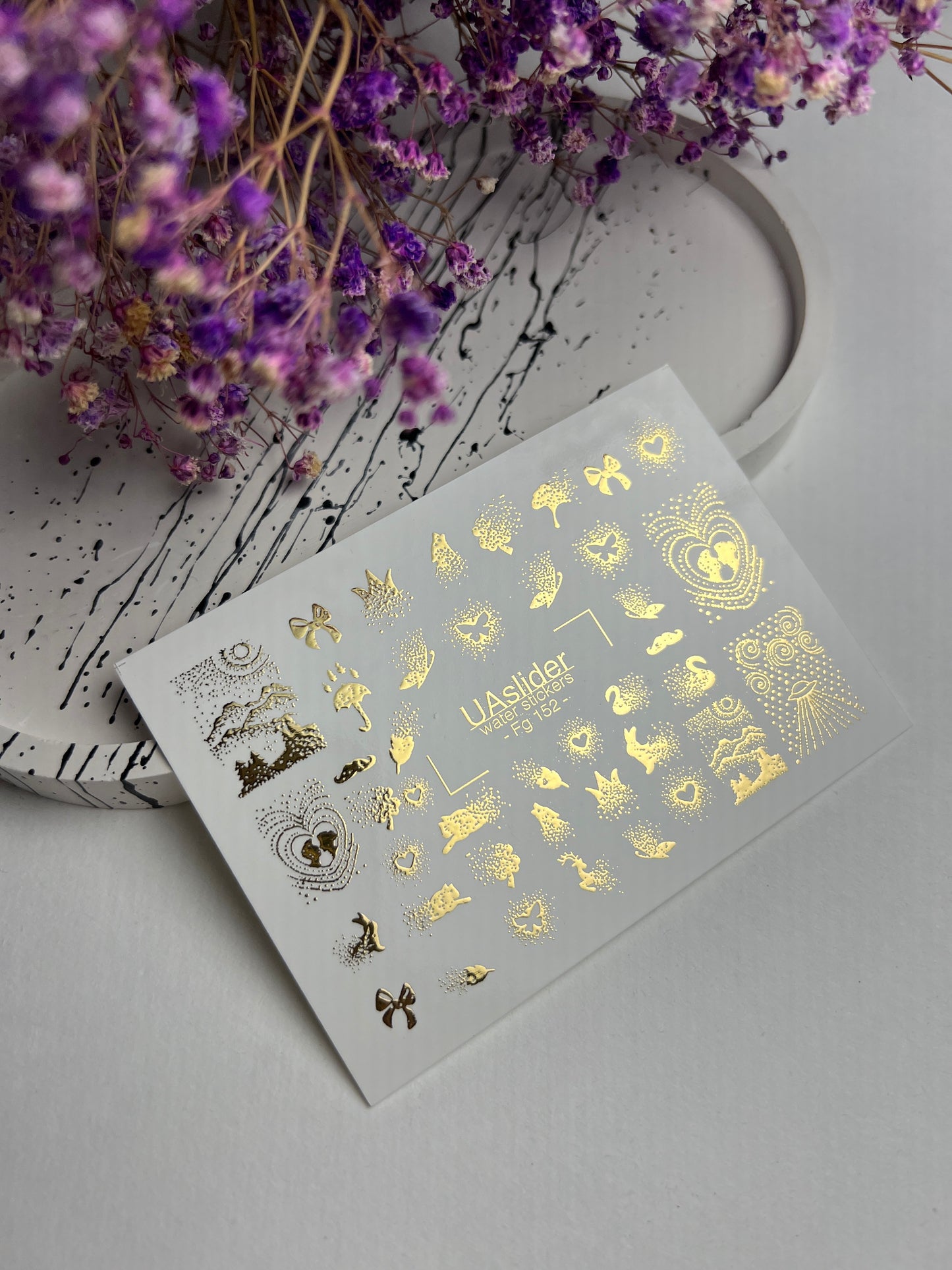 Nail Water Decal Fg-152 | Gold Foil Water Slide Nail Decals | Fairy Tale & Magical Elements