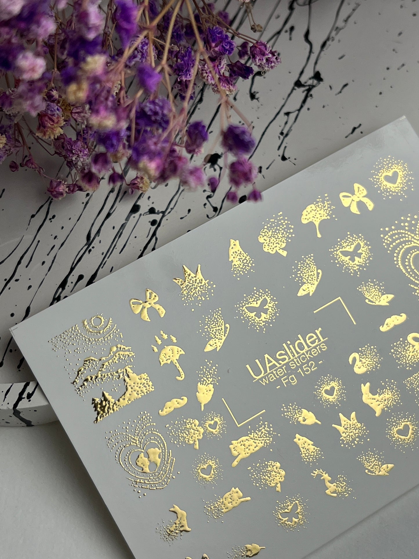 Nail Water Decal Fg-152 | Gold Foil Water Slide Nail Decals | Fairy Tale & Magical Elements