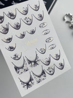Nail Water Decal CF-474 | Elegant Floral Nail Decals | Grey Lilac Flowers with Gold Details - UASLIDER