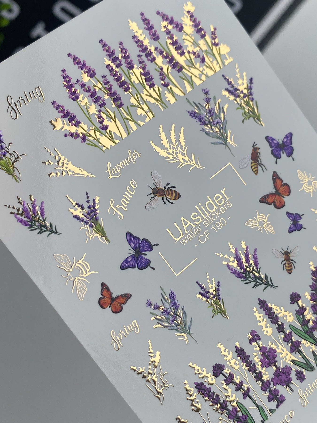 Nail Water Decal CF-190 | Nail Water Decals | Lavender, Bees & Butterflies - UASLIDER
