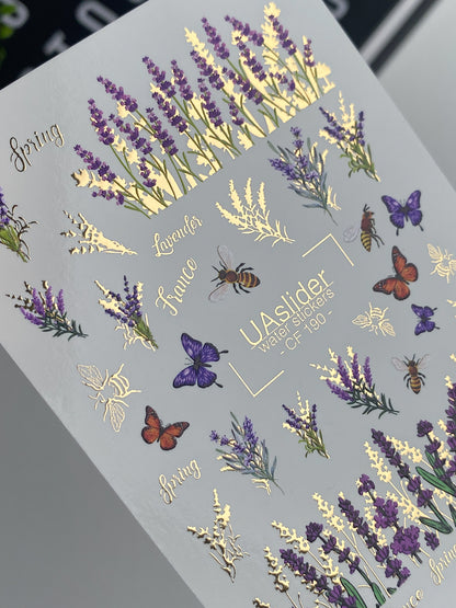 Nail Water Decal CF-190 | Nail Water Decals | Lavender, Bees & Butterflies