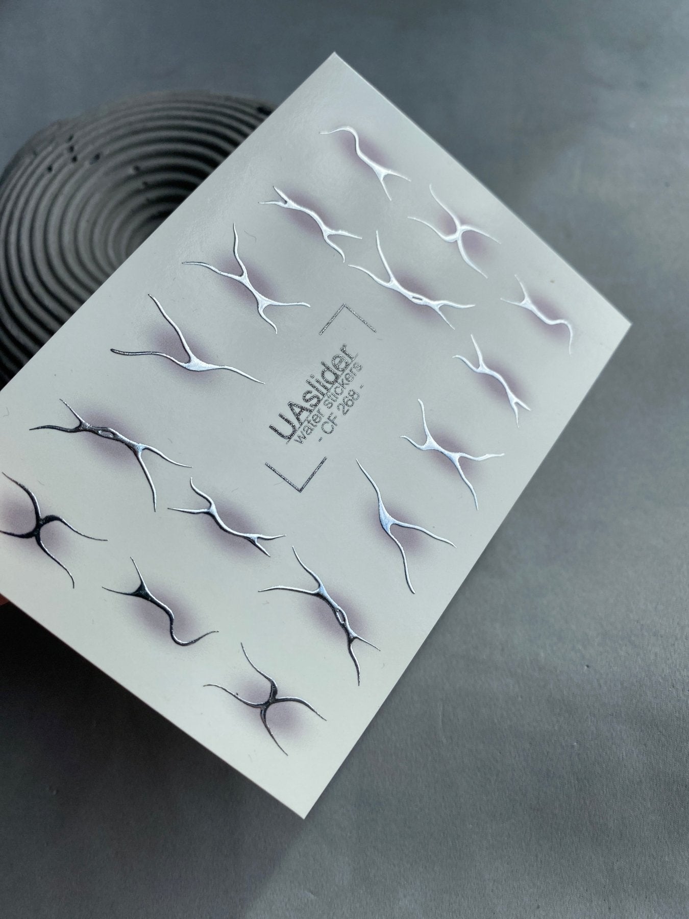 Nail Water Decal CF-268 | Abstract Water Slide Nail Decals | Black & Silver Wave Silhouettes - UASLIDER