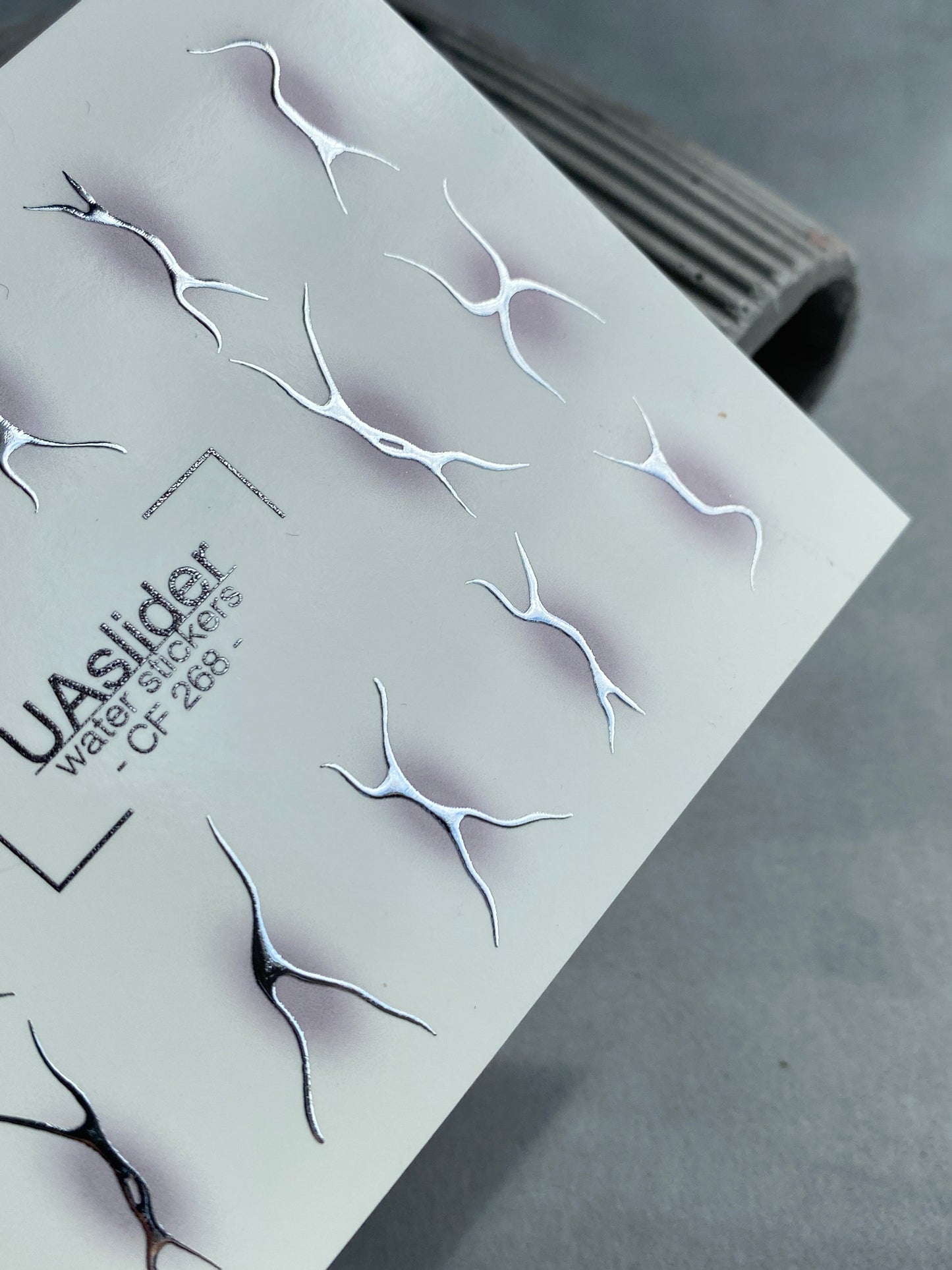 Nail Water Decal CF-268 | Abstract Water Slide Nail Decals | Black & Silver Wave Silhouettes