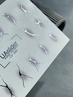 Nail Water Decal CF-268 | Abstract Water Slide Nail Decals | Black & Silver Wave Silhouettes - UASLIDER