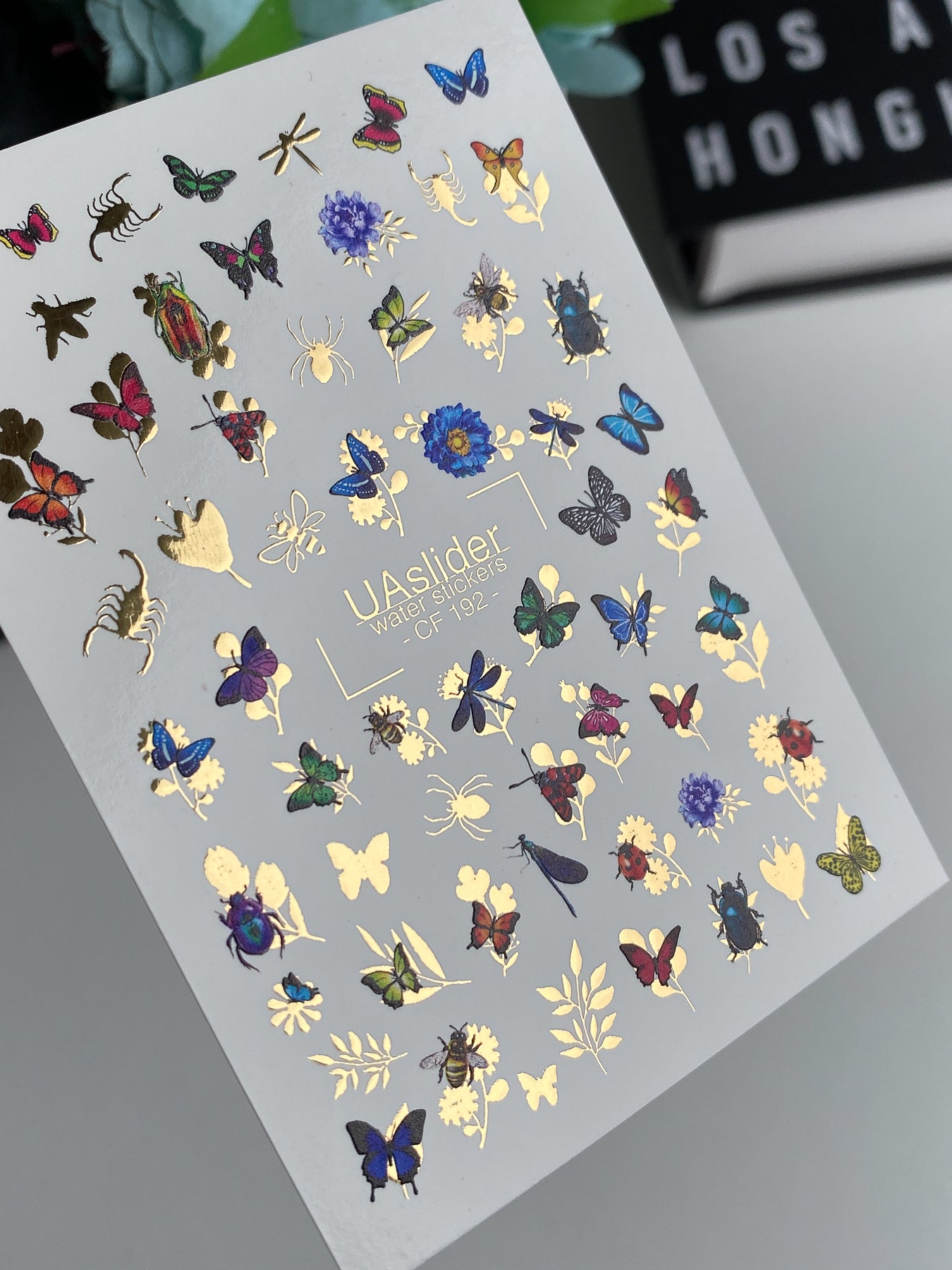 Adesivo per unghie ad acqua CF-192 | Adesivi per unghie ad acqua | Farfalle, scarabei e fiori selvatici
