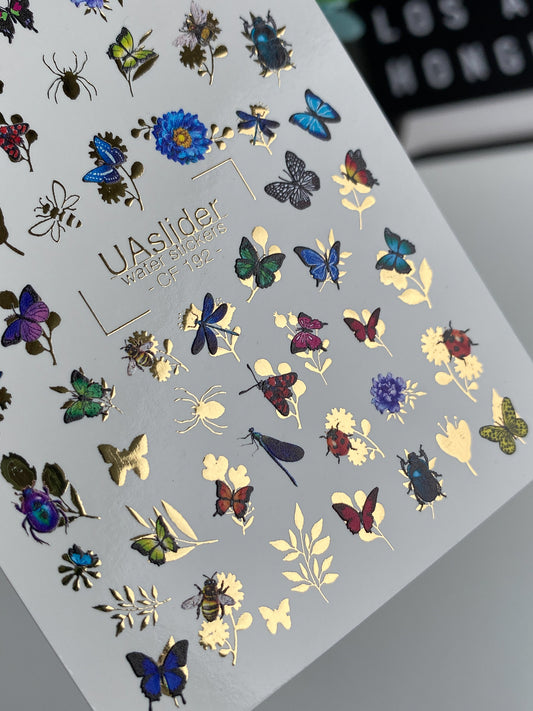 Nail Water Decal CF-192 | Nail Water Decals | Butterflies, Beetles & Wildflowers