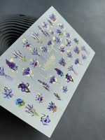 Nail Water Decal CF-090 | Lavender & Violet Floral Water Slide Nail Decals | Purple Flowers & Butterflies - UASLIDER