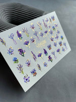 Nail Water Decal CF-090 | Lavender & Violet Floral Water Slide Nail Decals | Purple Flowers & Butterflies - UASLIDER