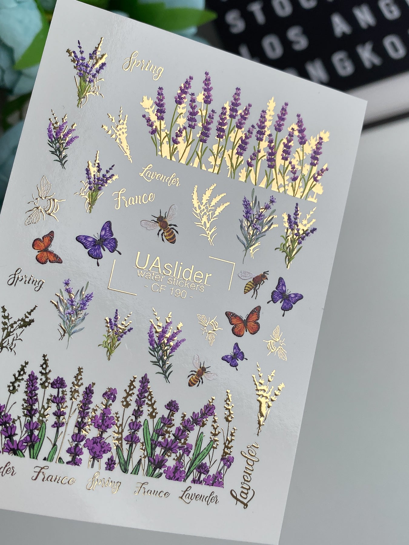 Nail Water Decal CF-190 | Nail Water Decals | Lavender, Bees & Butterflies