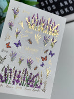 Nail Water Decal CF-190 | Nail Water Decals | Lavender, Bees & Butterflies - UASLIDER