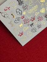 Nail Water Decal CF-086 | Romantic Cats & Love Symbols Water Slide Nail Decals | Hearts, Locks & Quotes - UASLIDER