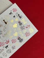 Nail Water Decal CF-086 | Romantic Cats & Love Symbols Water Slide Nail Decals | Hearts, Locks & Quotes - UASLIDER