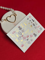 Nail Water Decal CF-086 | Romantic Cats & Love Symbols Water Slide Nail Decals | Hearts, Locks & Quotes - UASLIDER