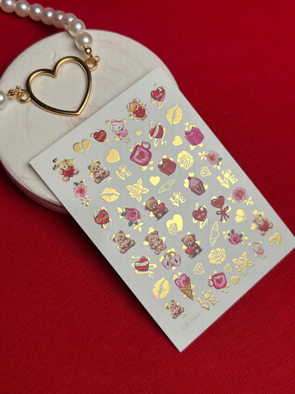 Nail Water Decal CF-080 | Love is Nail Art Water Decals | Romantic Cartoon Couple Designs