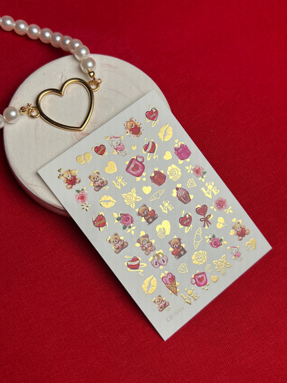 Nail Water Decal CF-080 | Love is Nail Art Water Decals | Romantic Cartoon Couple Designs