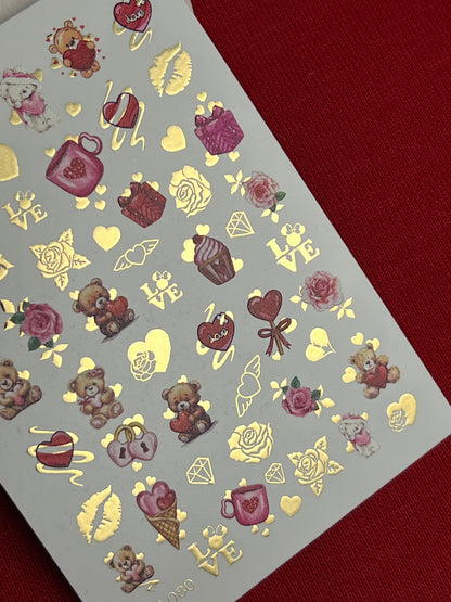 Nail Water Decal CF-080 | Love is Nail Art Water Decals | Romantic Cartoon Couple Designs