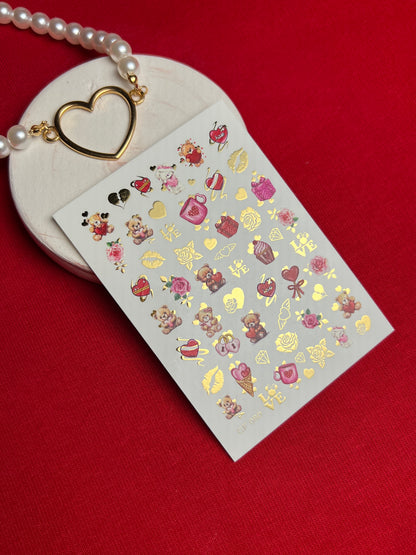 Nail Water Decal CF-080 | Love is Nail Art Water Decals | Romantic Cartoon Couple Designs