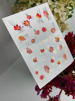 Nail Water Decal CF-711 | Water Slide Nail Decals | Autumn Red Leaves with Gold Accents