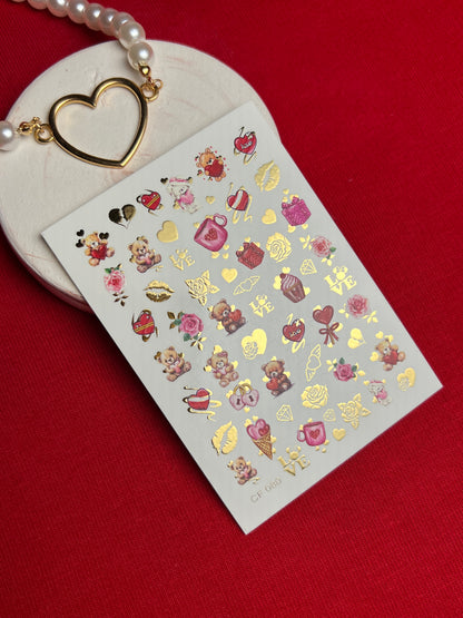 Nail Water Decal CF-080 | Love is Nail Art Water Decals | Romantic Cartoon Couple Designs