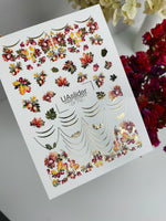 Nail Water Decal CF-712 | Water Slide Nail Decals | Autumn Leaves and Acorns with Gold Accents