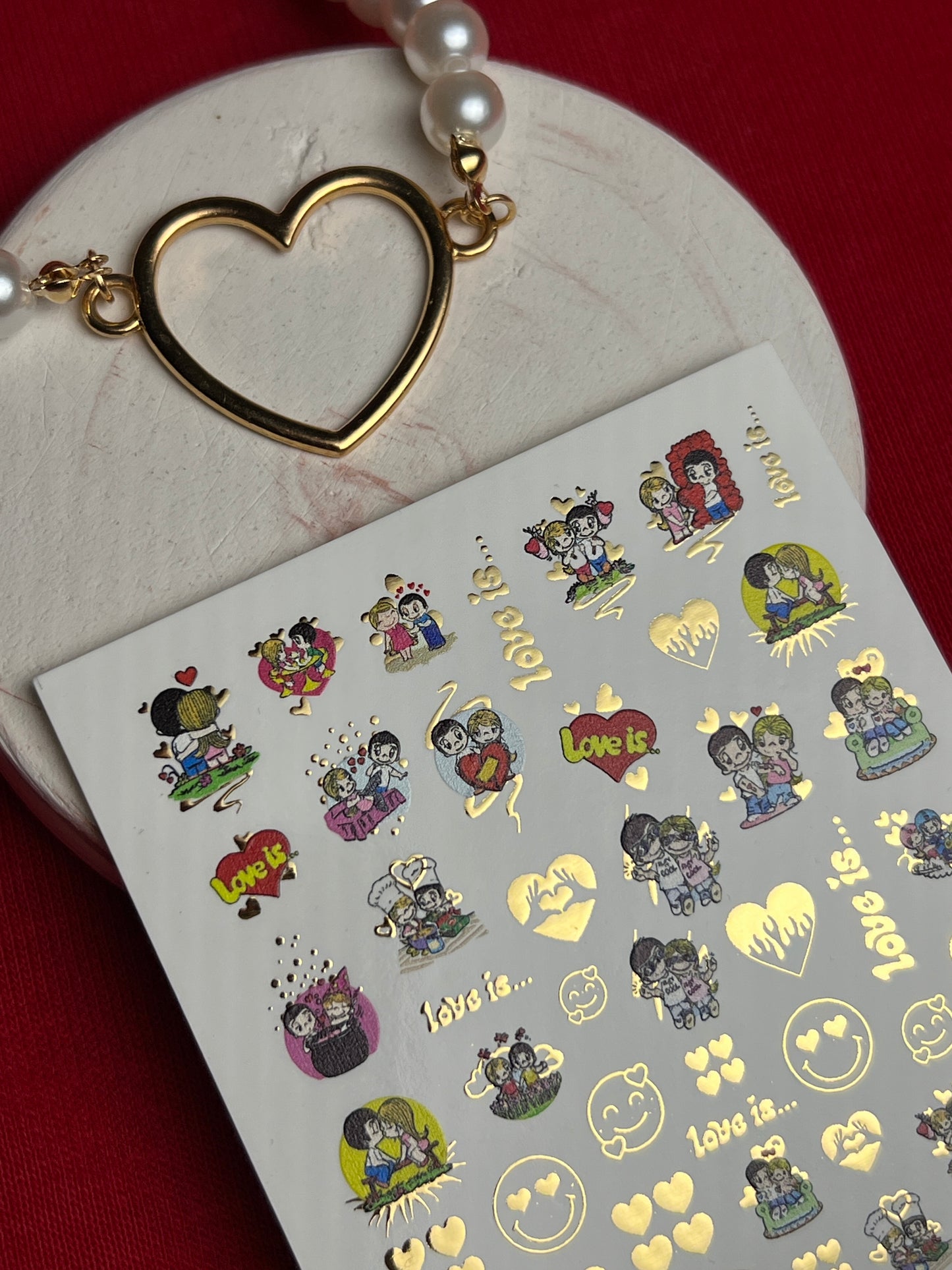 Nagu ūdens uzlīme CF-085 | Mīlestība ir… tēmas ūdens slīdēšanas nagu uzlīmes | Mīļi pāri un sirdis