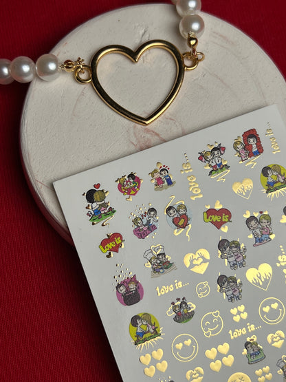 Nagu ūdens uzlīme CF-085 | Mīlestība ir… tēmas ūdens slīdēšanas nagu uzlīmes | Mīļi pāri un sirdis