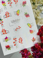 Nail Water Decal CF-714 | Water Slide Nail Decals | Autumn Leaves and Branches with Gold Lines