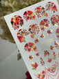 Nail Water Decal CF-715 | Water Slide Nail Decals | Autumn Leaves with Red and Gold Accents