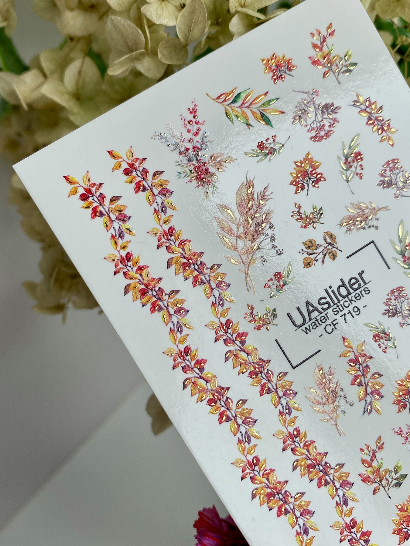 Nail Water Decal CF-719 | Water Slide Nail Decals | Autumn Leaves and Branches with Seasonal Accents