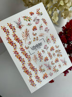Nail Water Decal CF-719 | Water Slide Nail Decals | Autumn Leaves and Branches with Seasonal Accents