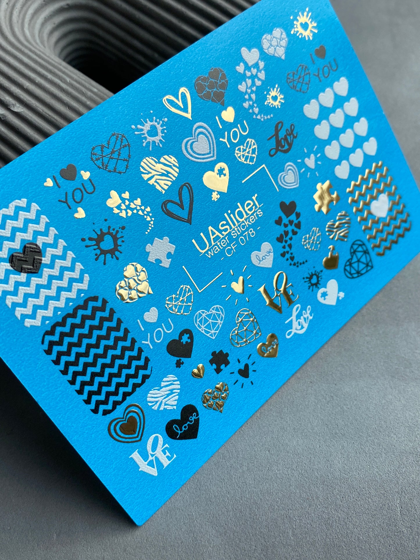 Nail Water Decal CF-078 | Valentine’s Day Nail Art Water Decals | Hearts, Love Quotes and Patterns