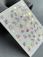 Nail Water Decal CF-168 | Cute Unicorn Nail Art Water Decals | Rainbows, Stars & Candy - UASLIDER