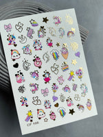 Nail Water Decal CF-168 | Cute Unicorn Nail Art Water Decals | Rainbows, Stars & Candy - UASLIDER
