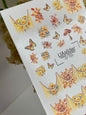 Nail Water Decal CF-723 | Water Slide Nail Decals | Autumn Flowers, Butterflies and Gradient French