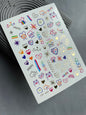 Nail Water Decal CF-164 | Cute Nail Art Water Decals | Colorful Doodles, Hearts, Rainbows & Fun Characters