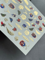 Nail Water Decal CF-151 | Animal Water Slide Nail Decals | Lions, Tigers, Foxes & Gold Foil Wings - UASLIDER