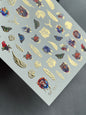 Nail Water Decal CF-151 | Animal Water Slide Nail Decals | Lions, Tigers, Foxes & Gold Foil Wings