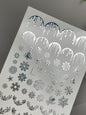 Nail Water Decal Fs-298 | Water Slide Nail Decals | Silver Snowflakes and Icicles Winter Design