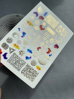 Nail Water Decal CF-159 | Abstract Geometric Water Slide Nail Decals | Modern Shapes & Gold Foil Accents - UASLIDER