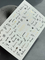 Nail Water Decal CF-231 | Minimalist Water Slide Nail Decals | Lettering, Flowers & Gold Accents - UASLIDER