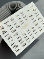 Nail Water Decal CF-234 | Lettering Water Slide Nail Decals | Positive Quotes & Gold Details - UASLIDER