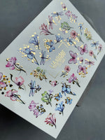 Nail Water Decal CF-092 | Watercolor Flowers & Dragonflies Nail Art Stickers | Floral Water Slide Decals - UASLIDER