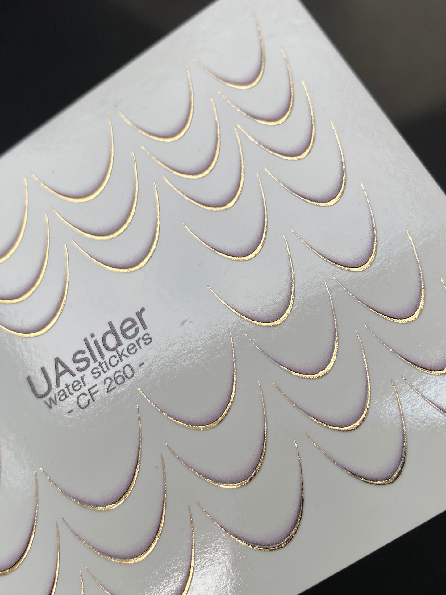 Nail Water Decal CF-260 | French Water Slide Nail Decals | Gold Curved Lines for French Tips