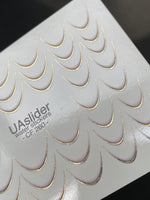 Nail Water Decal CF-260 | French Water Slide Nail Decals | Gold Curved Lines for French Tips - UASLIDER